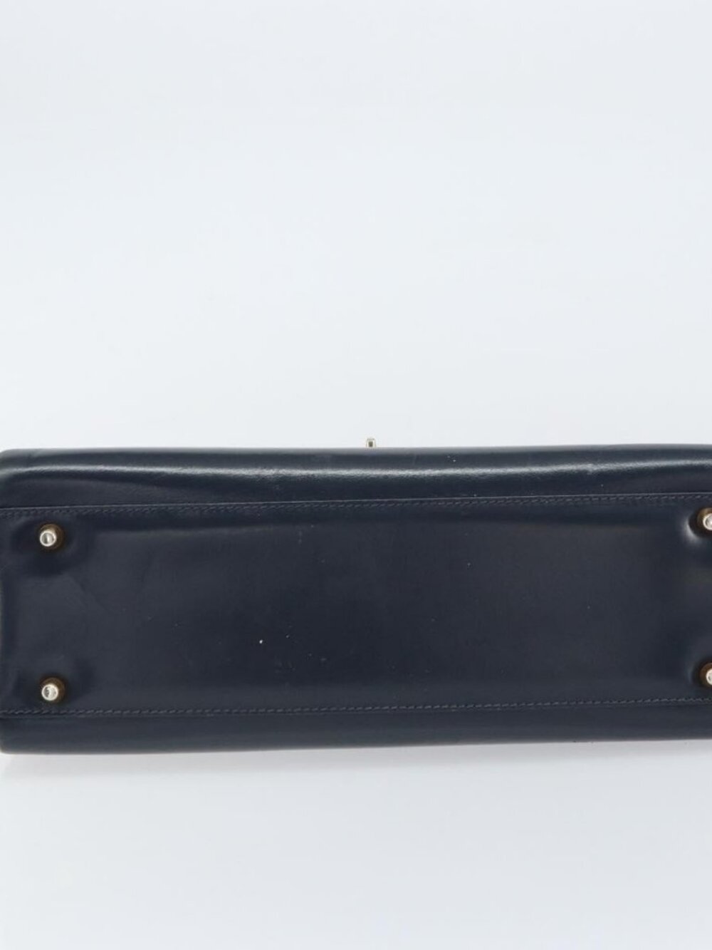 GUCCI Hand Bag Leather Navy Gold Auth - Picture 6 of 8